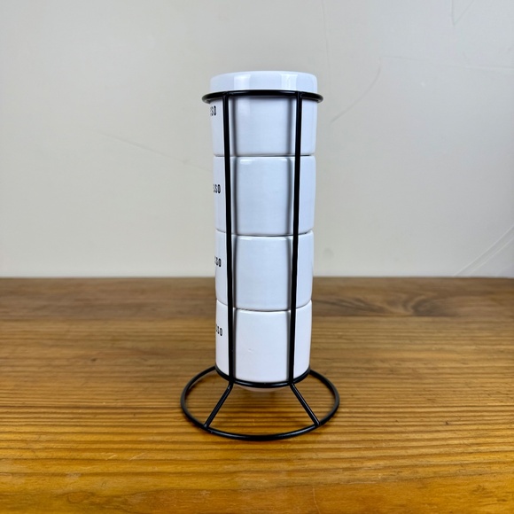 Stacking Espresso Cup Set with Stand | Modern White Ceramic Mugs - Picture 7 of 10